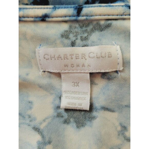 Charter Club Blouse Womens Size 3X Blue Floral Sleeveless Cowl Neck Top - Picture 7 of 8
